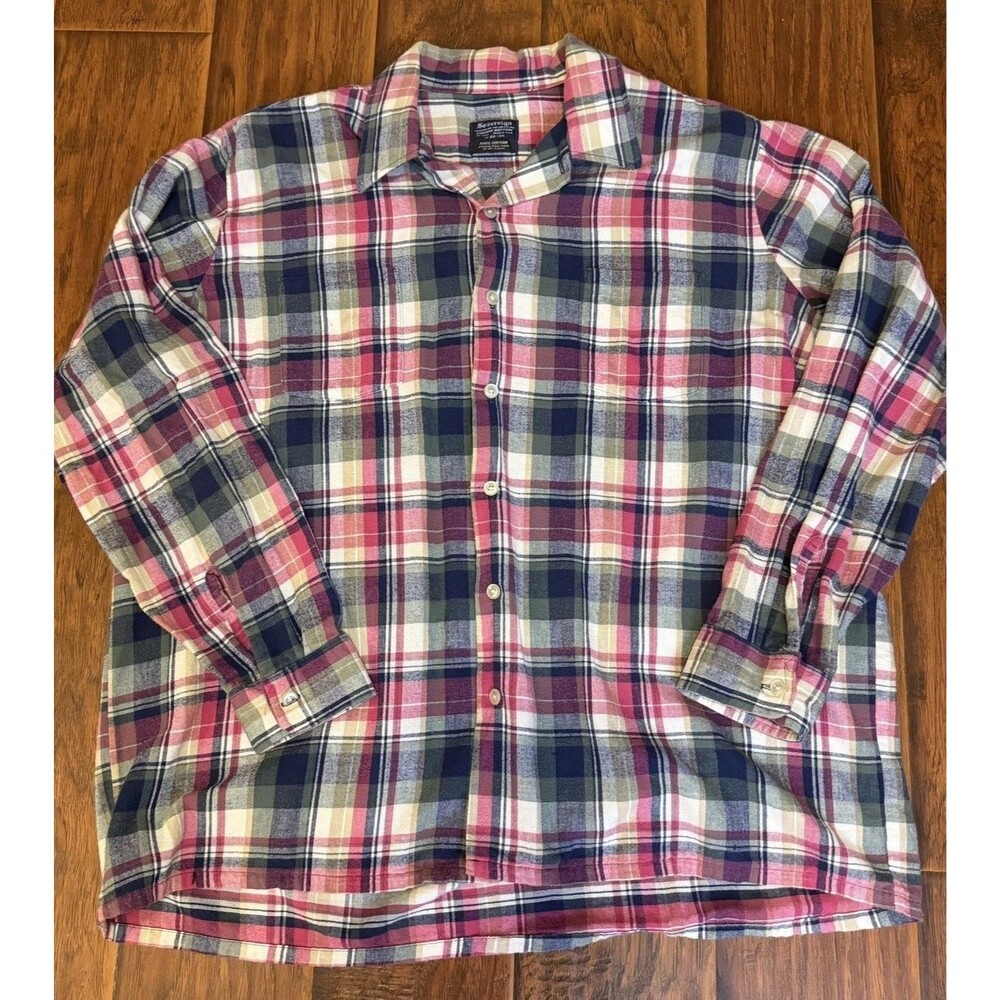 Vintage Flannel Shirt Men 2XL 18-18 1/2 Made in USA 100% Cotton Plaid